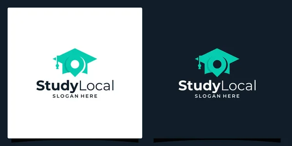 College Graduate Cap Campus Utbildning Logotyp Design Och Lokal Pin — Stock vektor