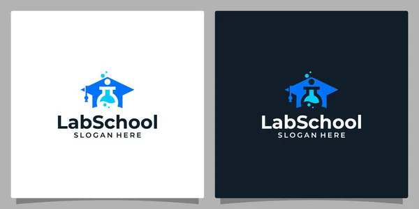 College Graduate Cap Campus Utbildning Logotyp Design Och Labb Logotyp — Stock vektor