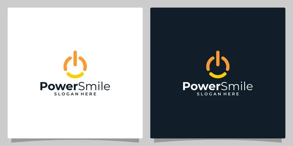 Smile Logo Symbol Symbol Und Power Taste Einfaches Flaches Modernes — Stockvektor