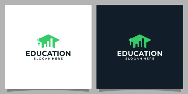 College Graduiertenmütze Campus Bildung Logodesign Und Investitionsfinanzierung Vektor Symbol Illustration — Stockvektor