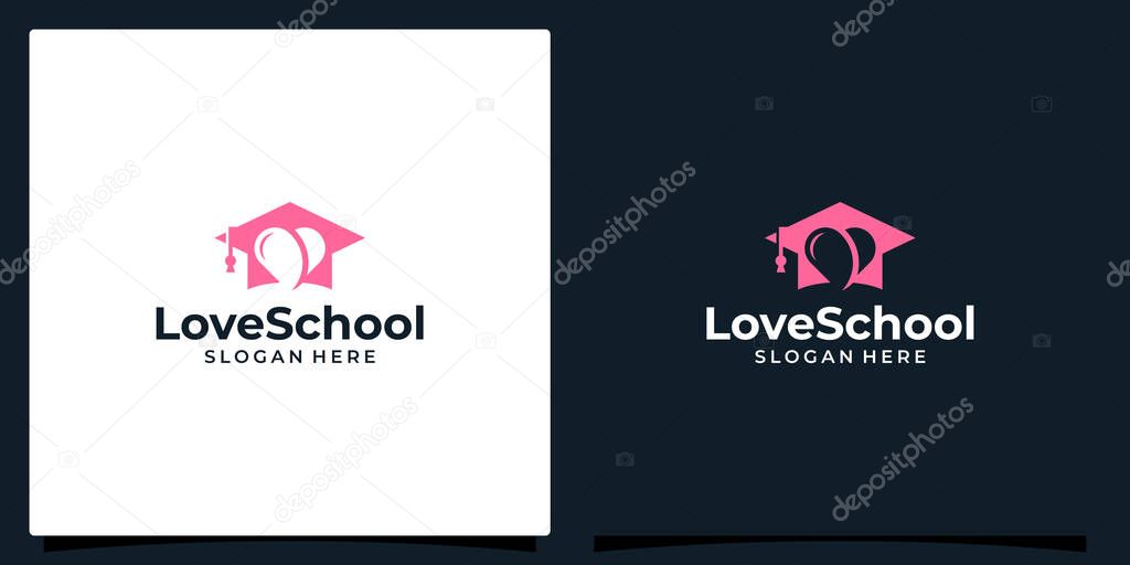 College, Graduation cap, Campus, Education logo design and Heart vector symbol illustration graphic design.