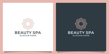 Zarif çiçek logosu tasarımı soyut. Güzellik salonları, dekorasyonlar, butikler, spalar, yoga, kozmetik ürünleri ve cilt bakım ürünleri için kullanılabilir. premium vektörü