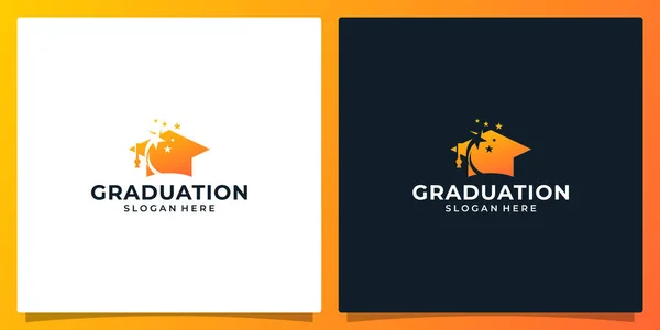 College Graduation Cap Campus Educazione Logo Design Fuochi Artificio Come — Vettoriale Stock