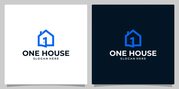 Open House Logo Template Design Number One Shape Premium Vector — Stock vektor