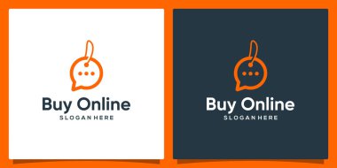 İndirimli sohbet balonu logosu indirimli fiyat etiketi ikonu vektörü sunar. Çevrimiçi dükkan simgesi basit minimalist logo tasarımı vektör çizimi.