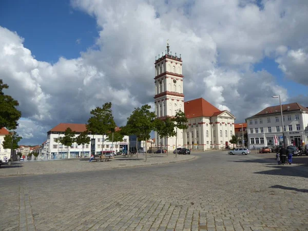 Marktplein Stadskerk Neustrelitz Mecklenburg Vorpommern Duitsland — Stockfoto