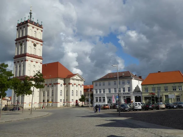 Rynek Kościół Miejski Neustrelitz Meklemburgia Pomorze Przednie Niemcy — Zdjęcie stockowe