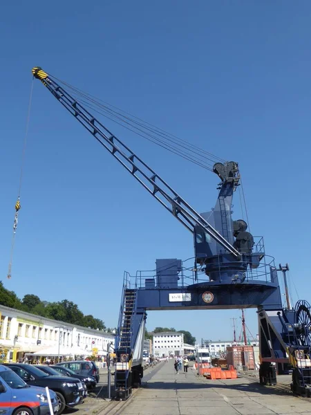 Guindaste Portuário Porto Sassnitz Ruegen Island Mecklemburgo Pomerânia Ocidental Alemanha — Fotografia de Stock