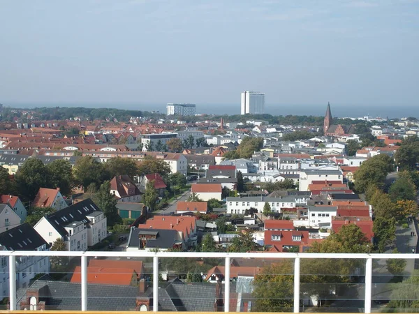 Zicht Warnemuende Mecklenburg Vorpommern Duitsland Links Evangelische Lutherse Kerk — Stockfoto