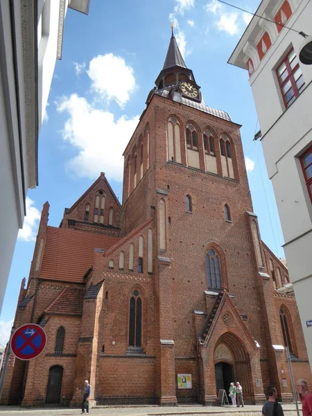 Vista Frontale Della Chiesa Parrocchiale Santa Marien Nel Guestrow Meclemburgo — Foto Stock