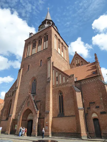 Πρόσοψη Της Ενοριακής Εκκλησίας Marien Στο Guestrow Μεκλεμβούργο Δυτική Πομερανία — Φωτογραφία Αρχείου