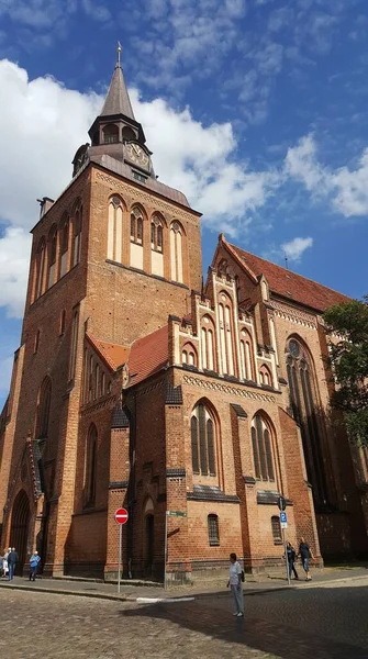 Vista Lateral Iglesia Parroquial Marien Guestrow Mecklemburgo Pomerania Occidental Alemania — Foto de Stock