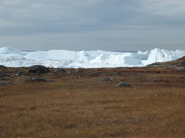 Överväldigande Utsikt Över Kanga Isfjorden Nära Den Tidigare Inuitbosättningen Sermermiut — Stockfoto