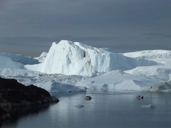 Vista Deslumbrante Icefjord Kanga Perto Antigo Assentamento Inuit Sermermiut Perto — Fotografia de Stock