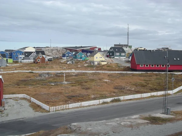 Вид Разноцветные Деревянные Дома Илулиссата Гренландия — стоковое фото