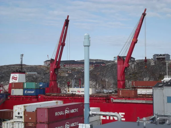 Containership Porto Ilulissat Groenlândia — Fotografia de Stock