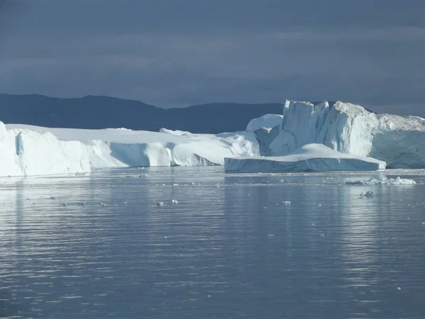 Poderosa Barreira Gelo Perto Ilulissat Groenlândia Formada Partir Gelo Geleira — Fotografia de Stock