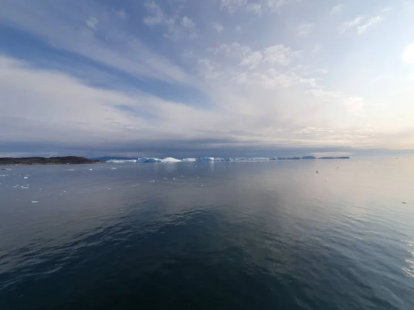Kvällsstämning Över Discobukten Och Isbarriären Nära Ilulissat Grönland — Stockfoto