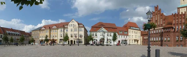 Praça Com Edifícios Históricos Wittstock Estado Federal Brandemburgo Alemanha Esquerda — Fotografia de Stock