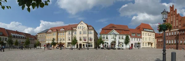 Vierkant Met Historische Gebouwen Wittstock Deelstaat Brandenburg Duitsland Links Het — Stockfoto