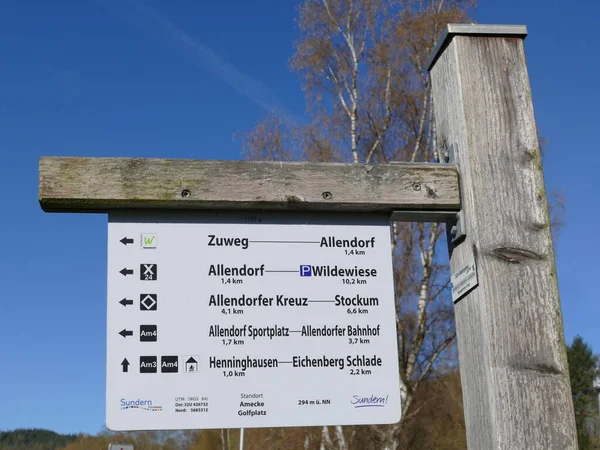 Information Board Hikers Amecke North Rhine Westphalia Germany — Stock Photo, Image