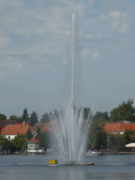 Fountain Malchow Lake Malchow Mecklenburg Western Pomerania Germany — Stock Photo, Image