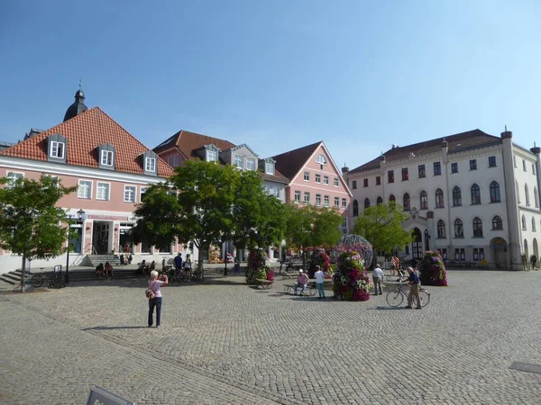 Πλατεία Αγοράς Και Ιστορικά Κτίρια Στο Waren Μεκλεμβούργο Δυτική Πομερανία — Φωτογραφία Αρχείου