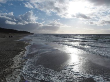 Evening mood and high tide at the Baltic Sea beach of Graal-Mueritz, Mecklenburg-Western Pomerania, Germany