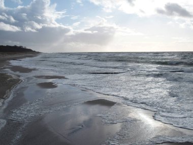 Evening mood and high tide at the Baltic Sea beach of Graal-Mueritz, Mecklenburg-Western Pomerania, Germany