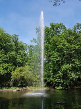 Fountain with a little rainbow at the base