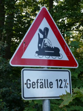 Warning sign for inline skaters: gradient 12%
