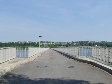 Pedestrian bridge over the Moehnelake, Sauerland, North Rhine-Westphalia, Germany