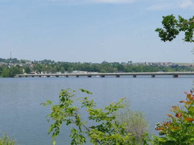 Pedestrian bridge over the Moehnelake, Sauerland, North Rhine-Westphalia, Germany