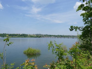 Pedestrian bridge over the Moehnelake, Sauerland, North Rhine-Westphalia, Germany