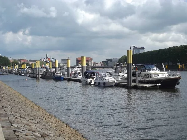 Pleasure Boats Weser Bremen Germany — Zdjęcie stockowe