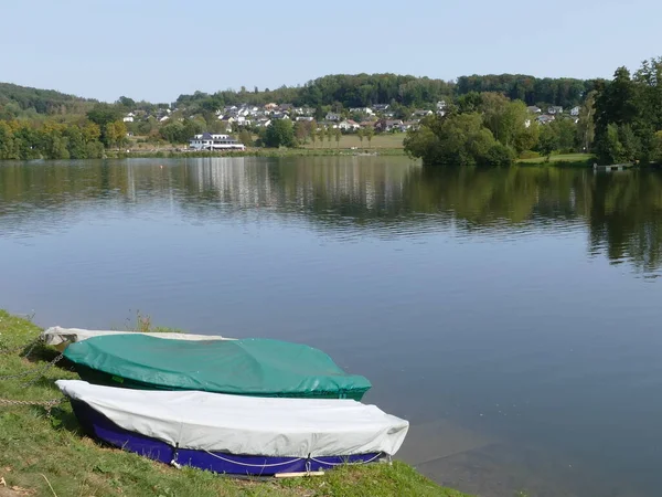 Rowing Boats Pre Storage Basin Sorpe Lake North Rhine Westphalia — Stock Photo, Image