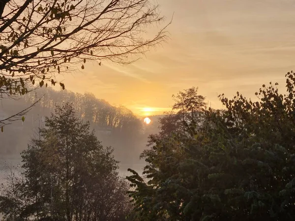 Dia Pitoresco Surnise Sorpesee Sorpe Lake Sauerland Renânia Norte Vestefália — Fotografia de Stock