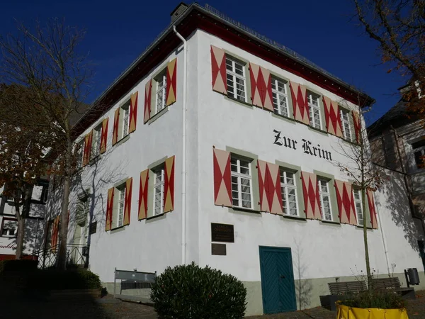 德国北莱茵 威斯特法伦州Sauerland Arnsberg老市场上的历史性 Haus Zur Krim 克里米亚之家 — 图库照片