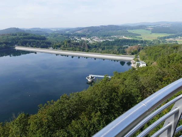 Vista Biggetalsperre Lago Grande Barragem Transbordamento Sauerland Renânia Norte Vestefália — Fotografia de Stock