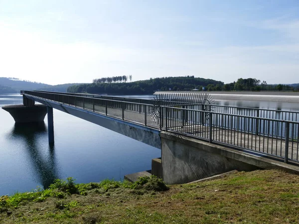 Pont Débordement Lac Bigge Dans Sauerland Rhénanie Nord Westphalie Allemagne — Photo