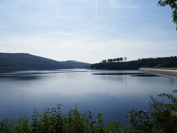 View Biggetalsperre Bigge Lake Sauerland North Rhine Westphalia Germany — Stock Photo, Image