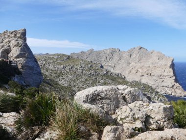 Kaya oluşumları Cap Formentor, Mallorca, Balearic Adaları, İspanya