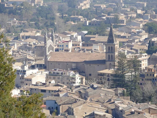 San Bartolomeu Kilisesi Ile Soller Ortadaki Görüntüsü Mallorca Balear Adaları — Stok fotoğraf