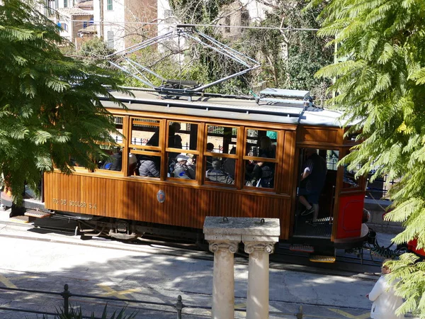 Voiture Tramway Historique Soller Port Soller Soller Majorque Îles Baléares — Photo