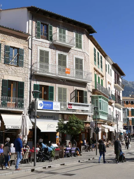 Houses Placa Constitucio Constitution Square Soller Mallorca Balearic Islands Spain — Stock Photo, Image