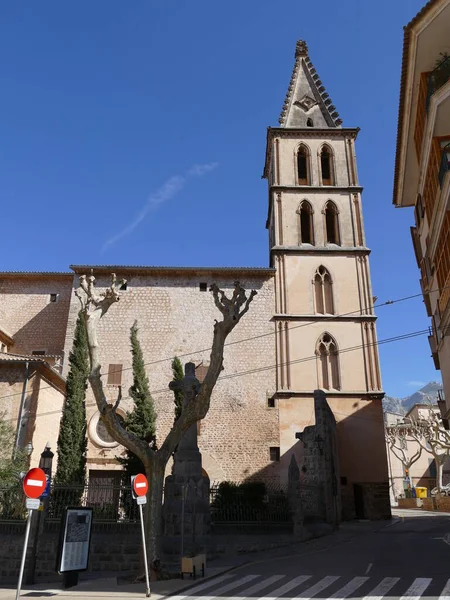 Steeple Igreja Paroquial Sant Bartomeu Soller Maiorca Ilhas Baleares Espanha — Fotografia de Stock