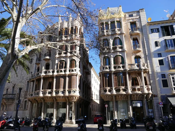 Dois Art Nouveau Edifícios Estilo Moderno Palma Maiorca Ilhas Baleares — Fotografia de Stock