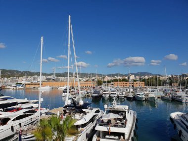 Palma, Mallorca, Balearic Adaları, İspanya 'nın geniş marinasının bir kısmı.