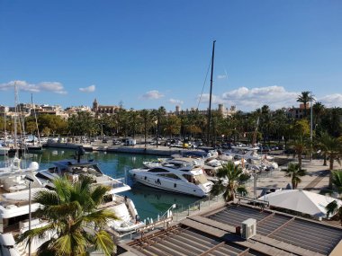 Palma, Mallorca, Balearic Adaları, İspanya 'nın geniş marinasının bir kısmı.