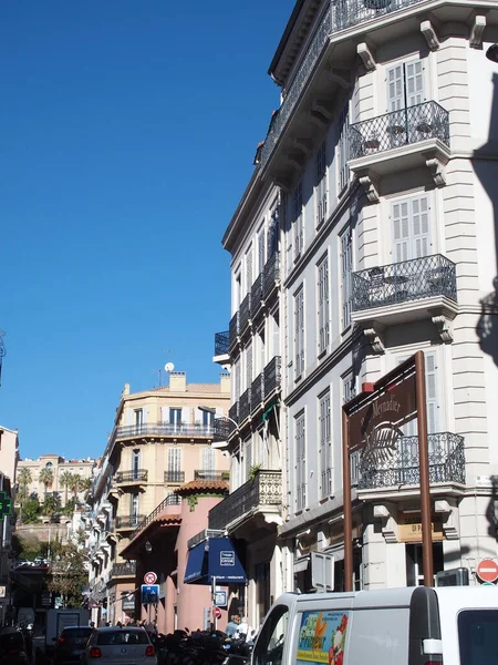 Street Scene Cannes France Centered Building Marche Forville Covered Market — Fotografia de Stock